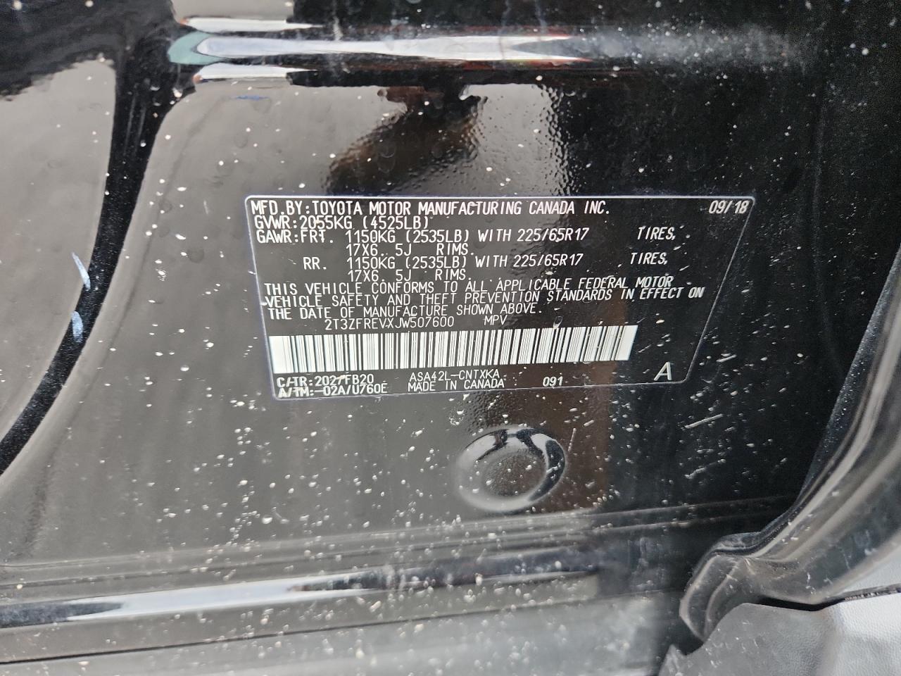 2018 Toyota Rav4 Le VIN: 2T3ZFREVXJW507600 Lot: 81991685