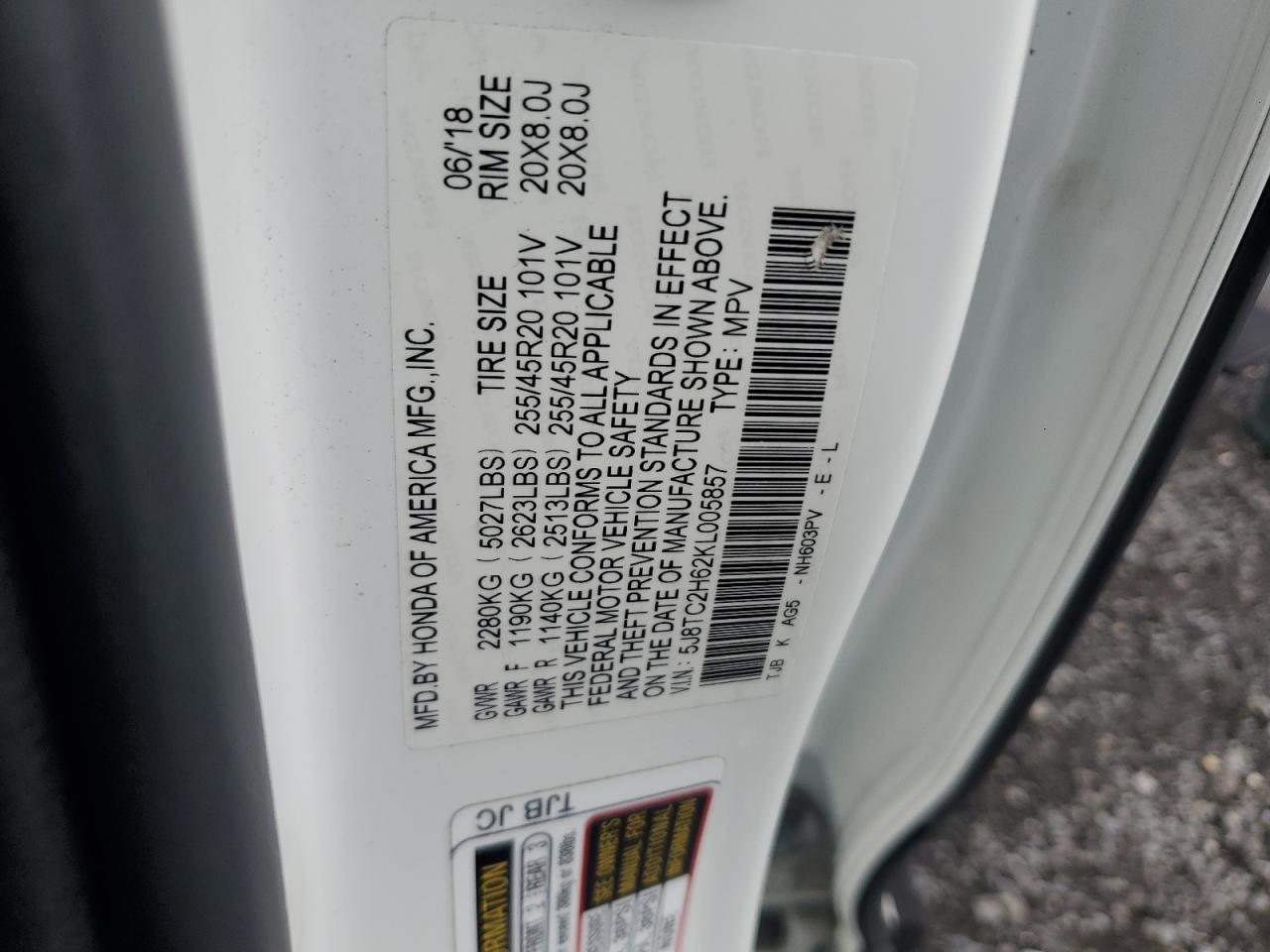 2019 Acura Rdx A-Spec VIN: 5J8TC2H62KL005857 Lot: 82580335