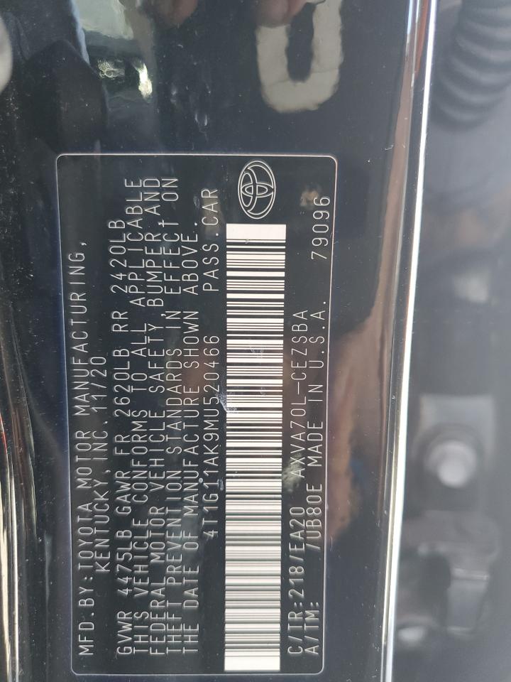 2021 Toyota Camry Se VIN: 4T1G11AK9MU520466 Lot: 84598205