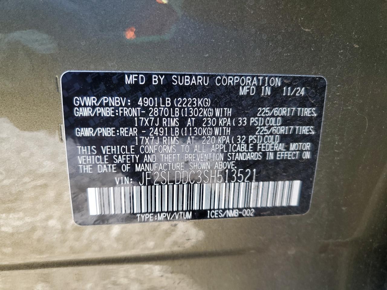 2025 Subaru Forester Premium VIN: JF2SLDDC3SH513521 Lot: 90975315