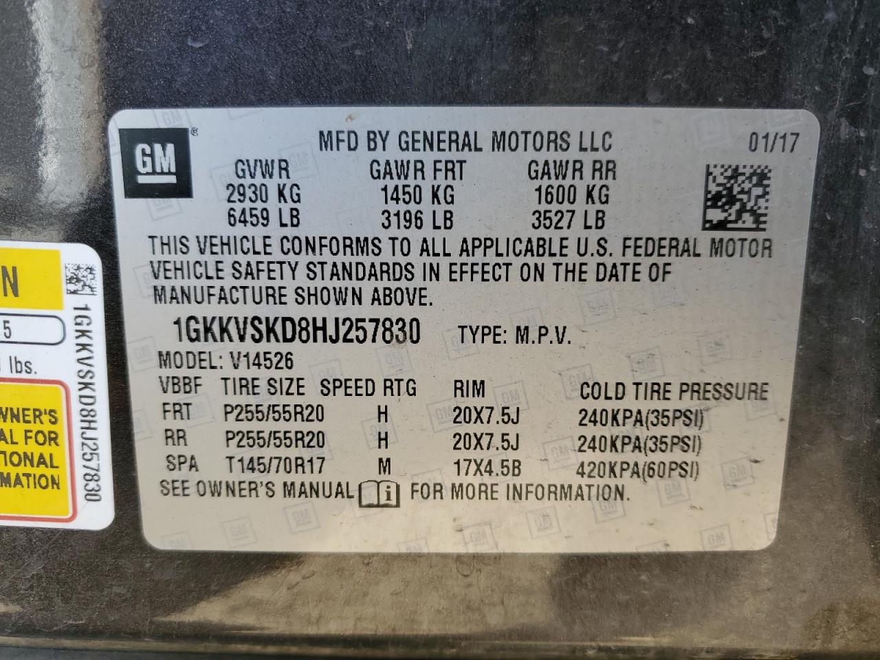 2017 GMC Acadia Limited Slt-2 VIN: 1GKKVSKD8HJ257830 Lot: 85696435