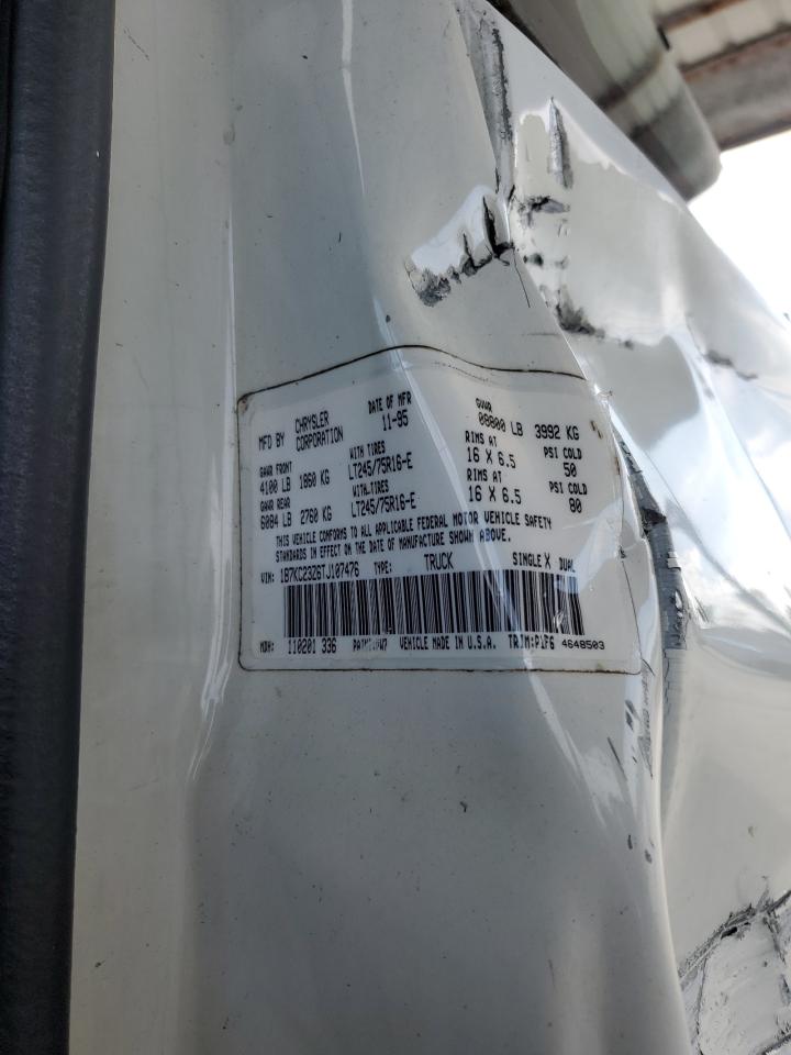 1996 Dodge Ram 2500 VIN: 1B7KC23Z6TJ107476 Lot: 85683195