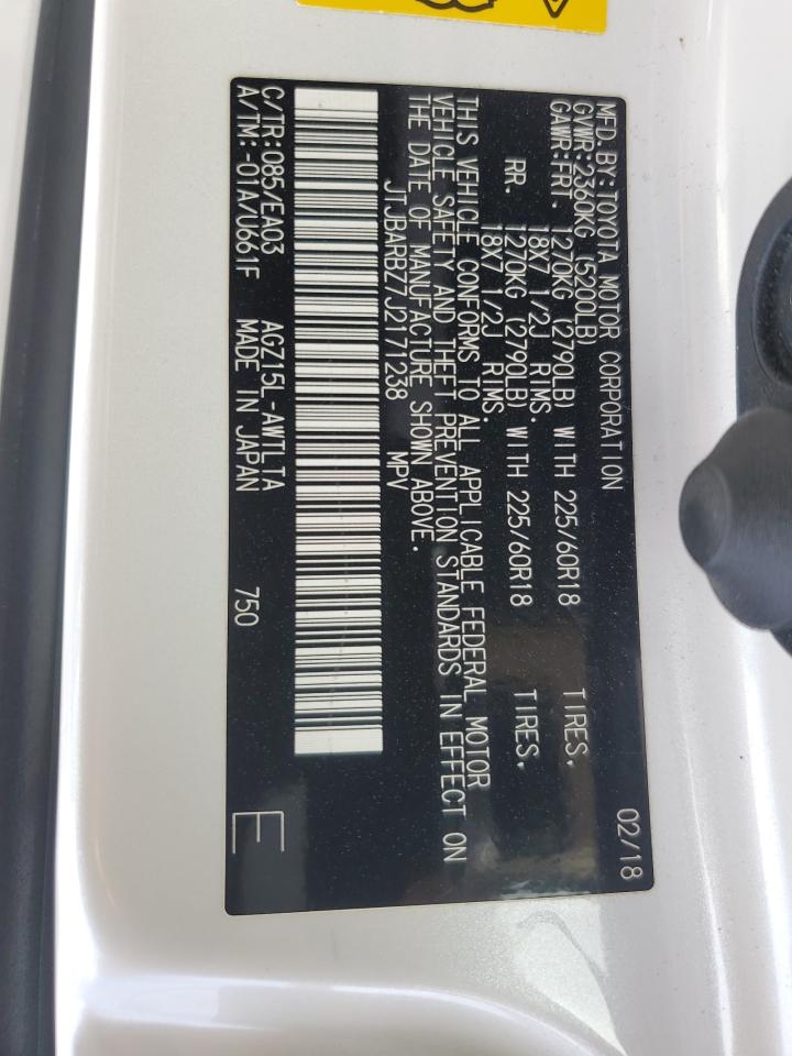 2018 Lexus Nx 300 Base VIN: JTJBARBZ7J2171238 Lot: 81970735