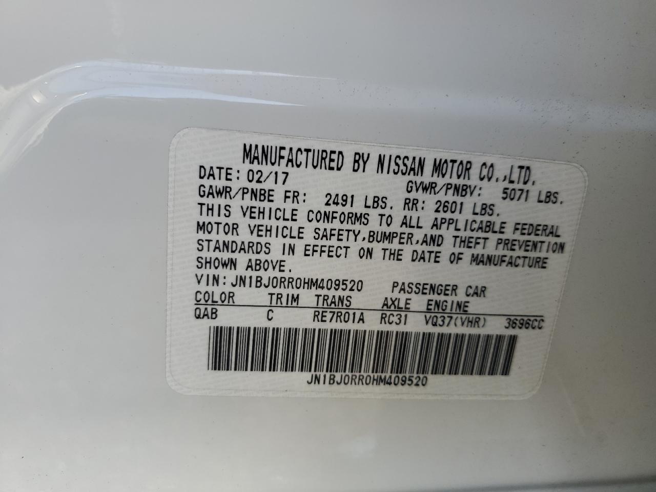 2017 Infiniti Qx50 VIN: JN1BJ0RR0HM409520 Lot: 90040655