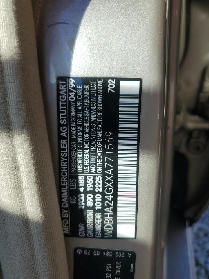 1999 Mercedes-Benz C 230 VIN: WDBHA24GXXA771569 Lot: 86552065