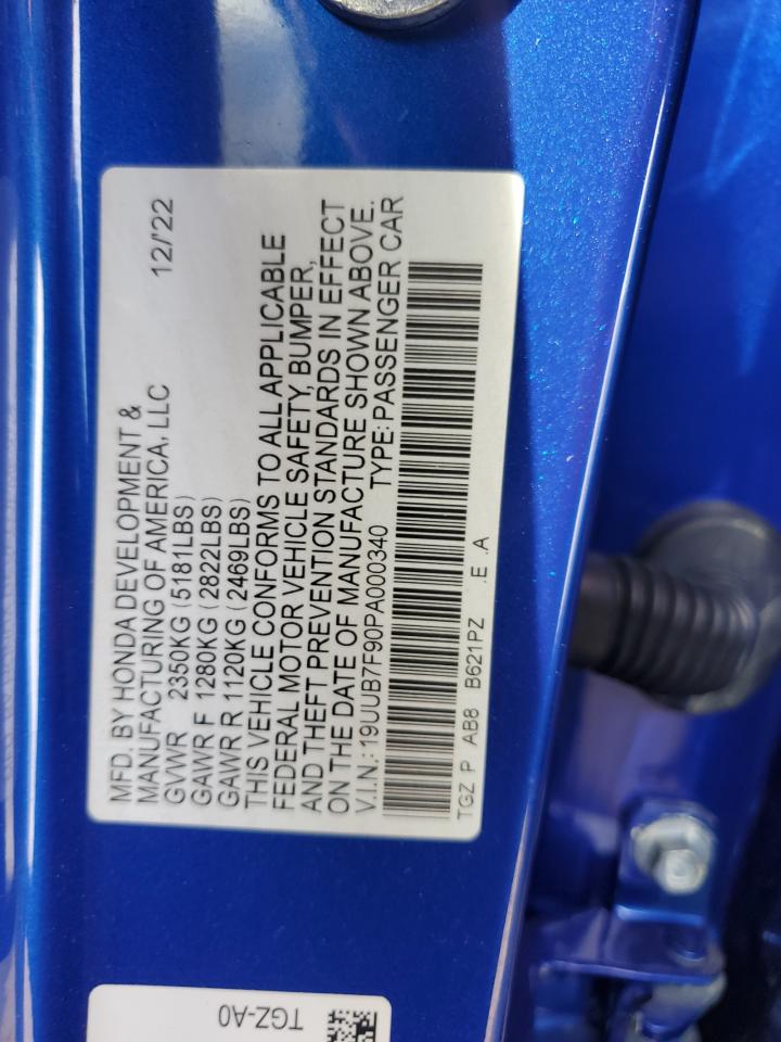 2023 Acura Tlx Type S VIN: 19UUB7F90PA000340 Lot: 90227655