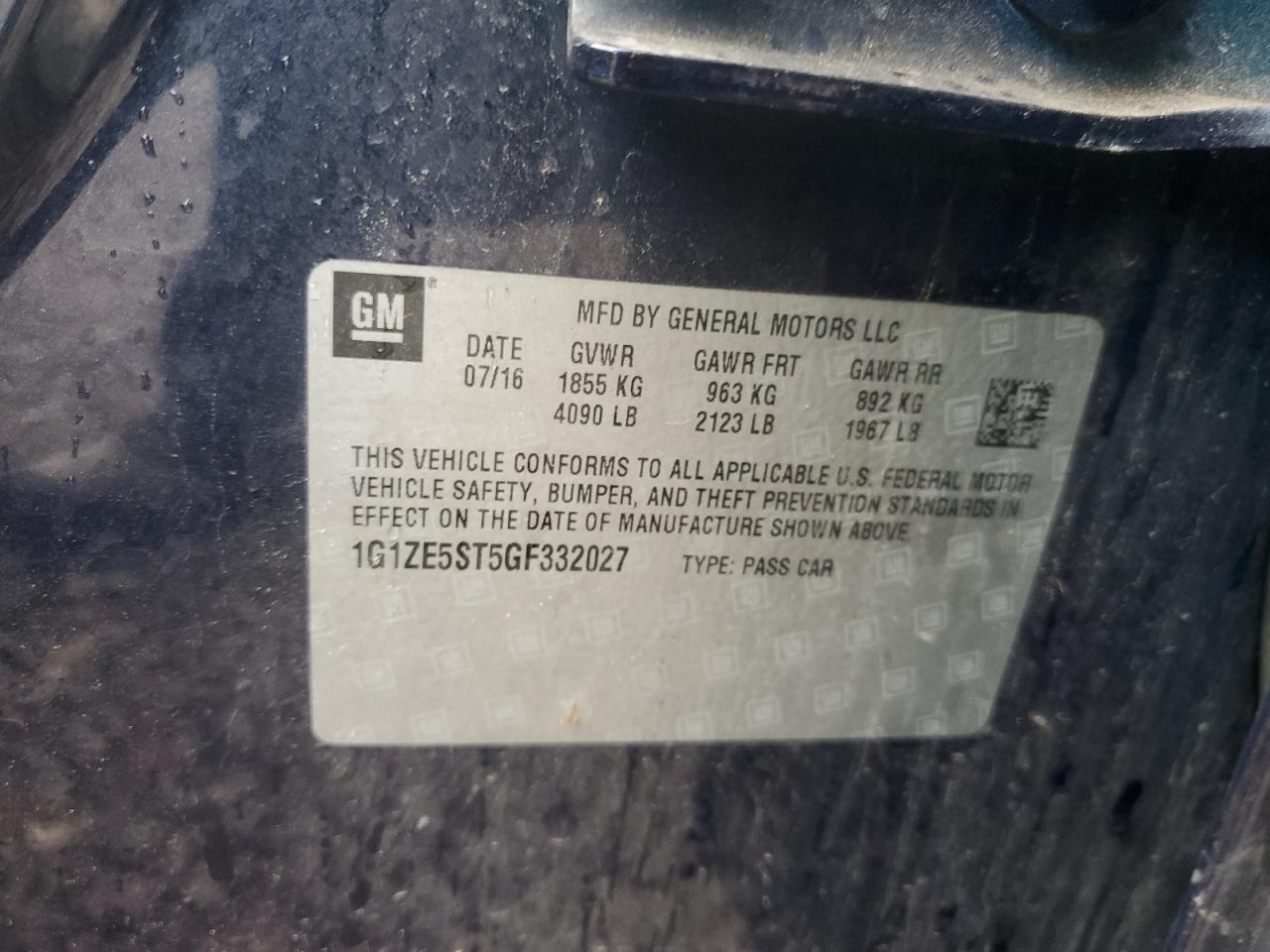 2016 Chevrolet Malibu Lt VIN: 1G1ZE5ST5GF332027 Lot: 82391145