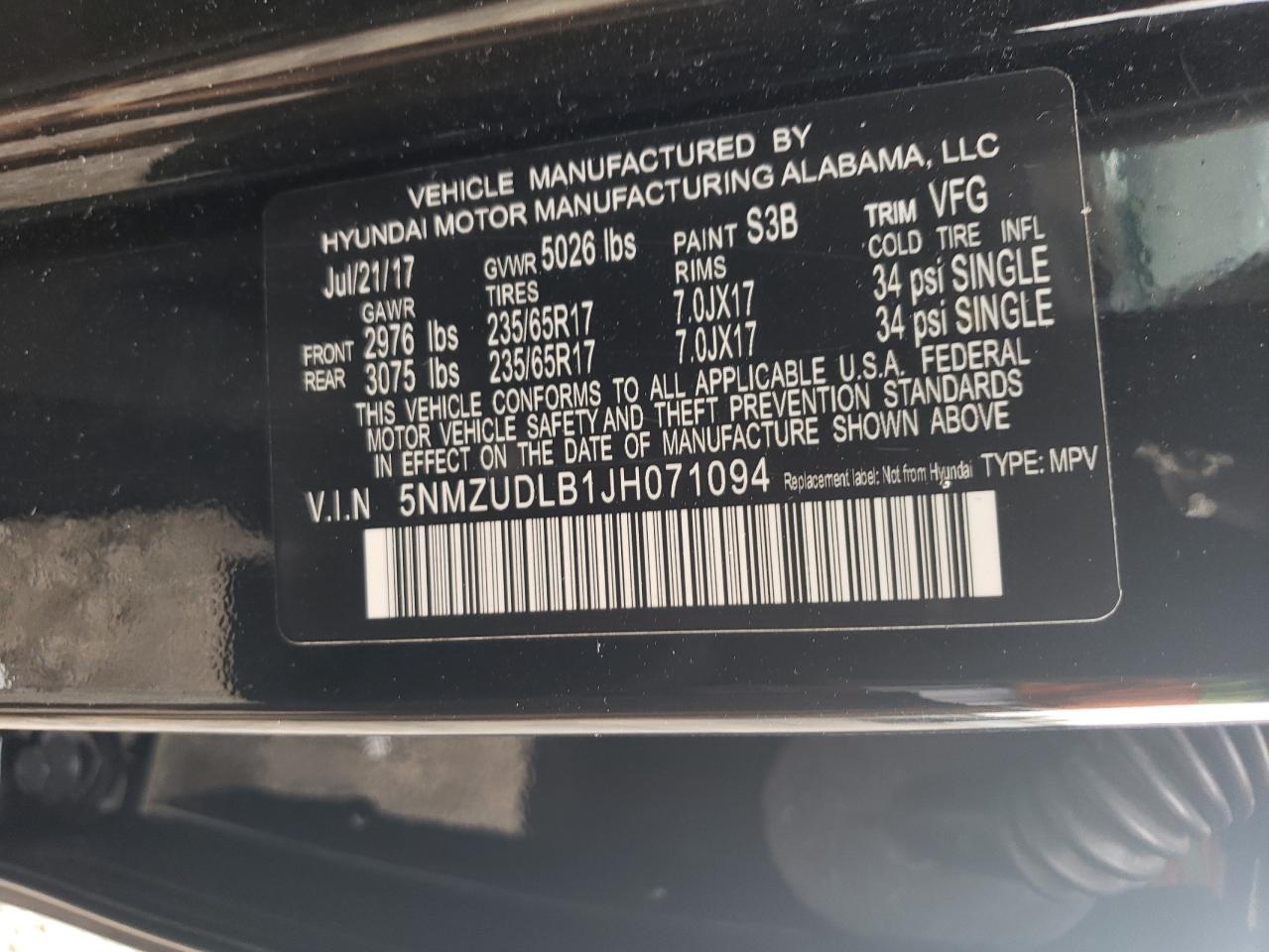 2018 Hyundai Santa Fe Sport VIN: 5NMZUDLB1JH071094 Lot: 85516415