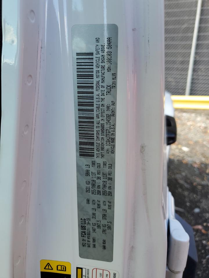 2020 Jeep Gladiator Overland VIN: 1C6HJTFG7LL154592 Lot: 82649425