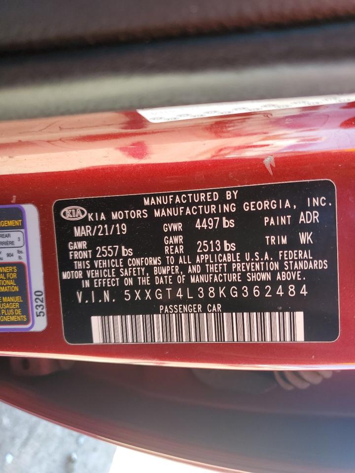 2019 Kia Optima Lx VIN: 5XXGT4L38KG362484 Lot: 85700195