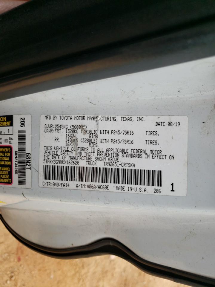 2019 Toyota Tacoma Access Cab VIN: 5TFRX5GNXKX162620 Lot: 85865165