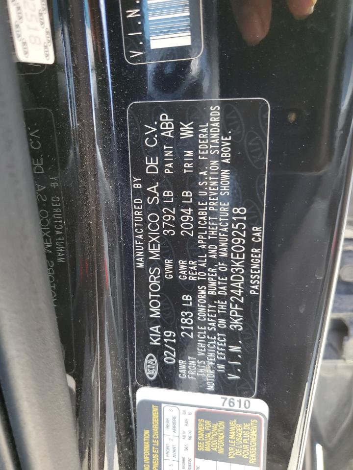 2019 Kia Forte Fe VIN: 3KPF24AD3KE092518 Lot: 82211415