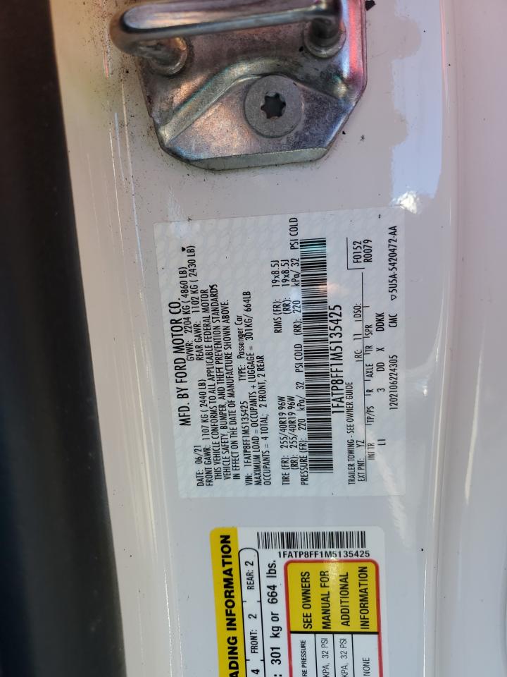 2021 Ford Mustang Gt VIN: 1FATP8FF1M5135425 Lot: 84251125