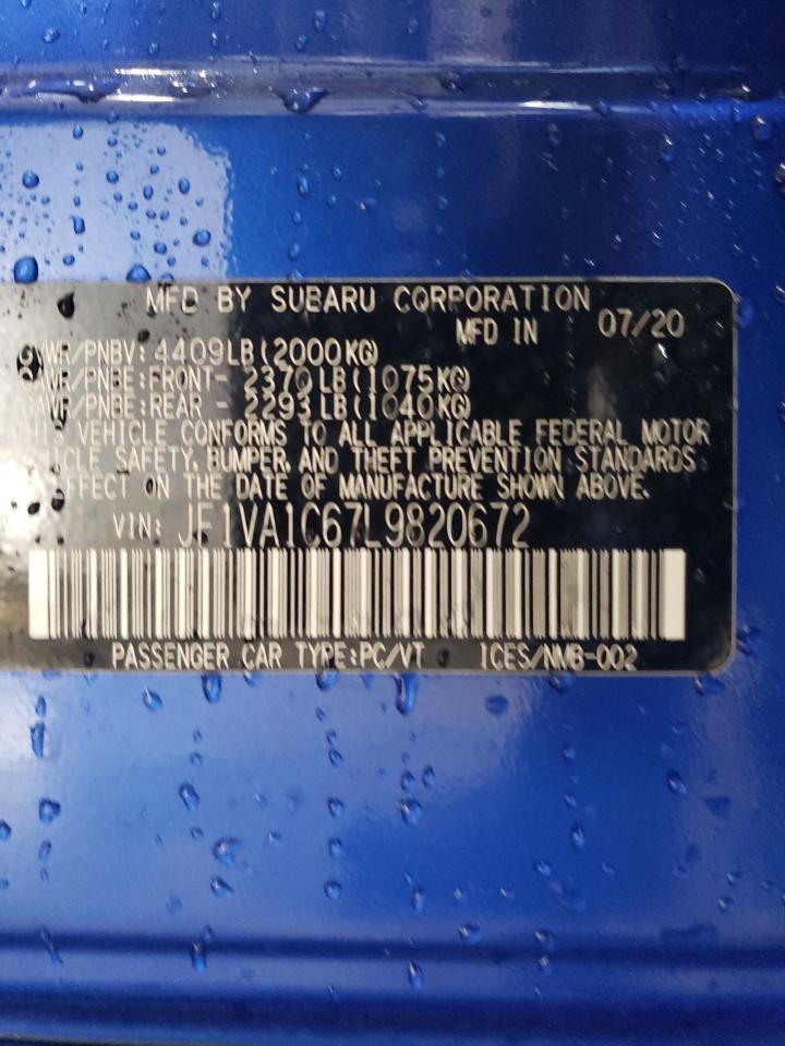 2020 Subaru Wrx Premium VIN: JF1VA1C67L9820672 Lot: 84473635