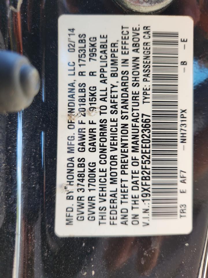 2014 Honda Civic Lx VIN: 19XFB2F52EE023667 Lot: 85489905