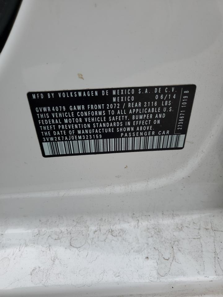 2014 Volkswagen Jetta Base VIN: 3VW2K7AJ0EM323159 Lot: 85927535