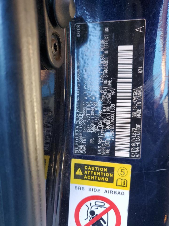 2010 Lexus Rx 350 VIN: 2T2BK1BA0AC004339 Lot: 87417905