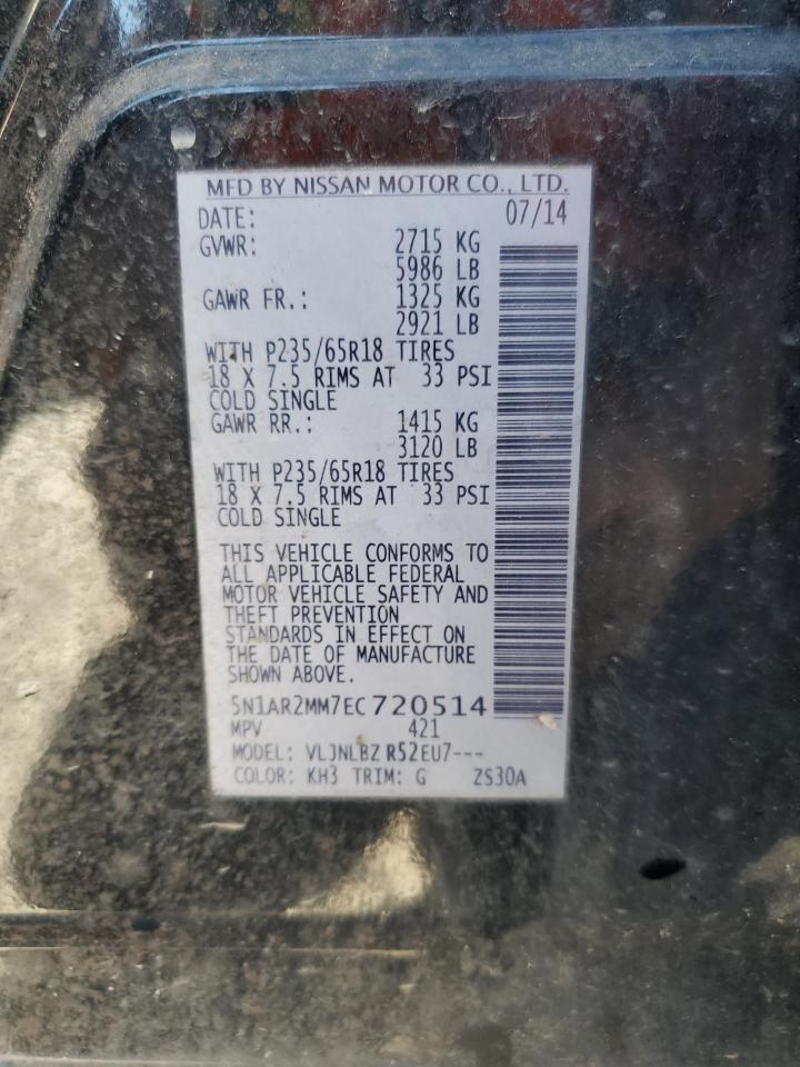 2014 Nissan Pathfinder S VIN: 5N1AR2MM7EC720514 Lot: 86239415
