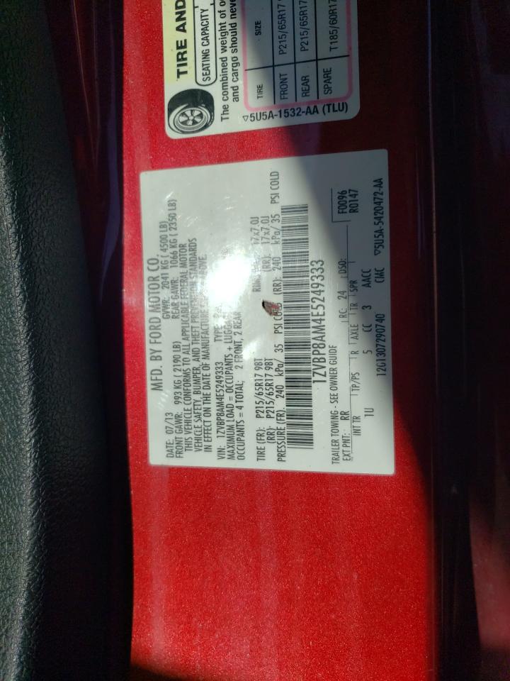 2014 Ford Mustang VIN: 1ZVBP8AM4E5249333 Lot: 85164365