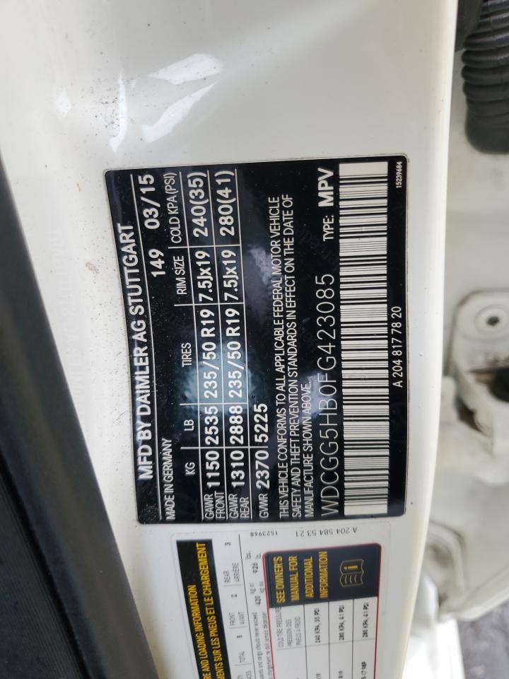 2015 Mercedes-Benz Glk 350 VIN: WDCGG5HB0FG423085 Lot: 86679915