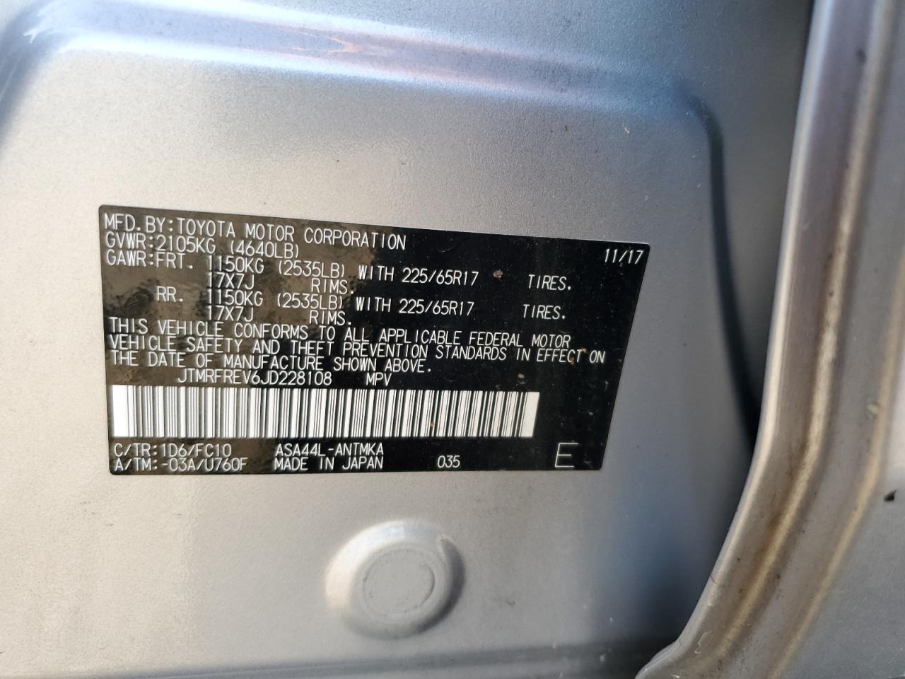 2018 Toyota Rav4 Adventure VIN: JTMRFREV6JD228108 Lot: 85277775