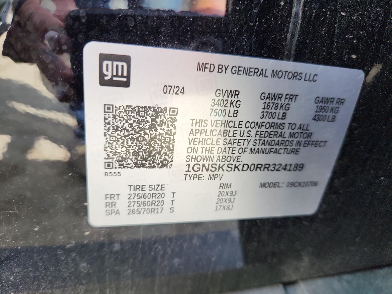 2024 Chevrolet Tahoe K1500 Premier VIN: 1GNSKSKD0RR324189 Lot: 82344625