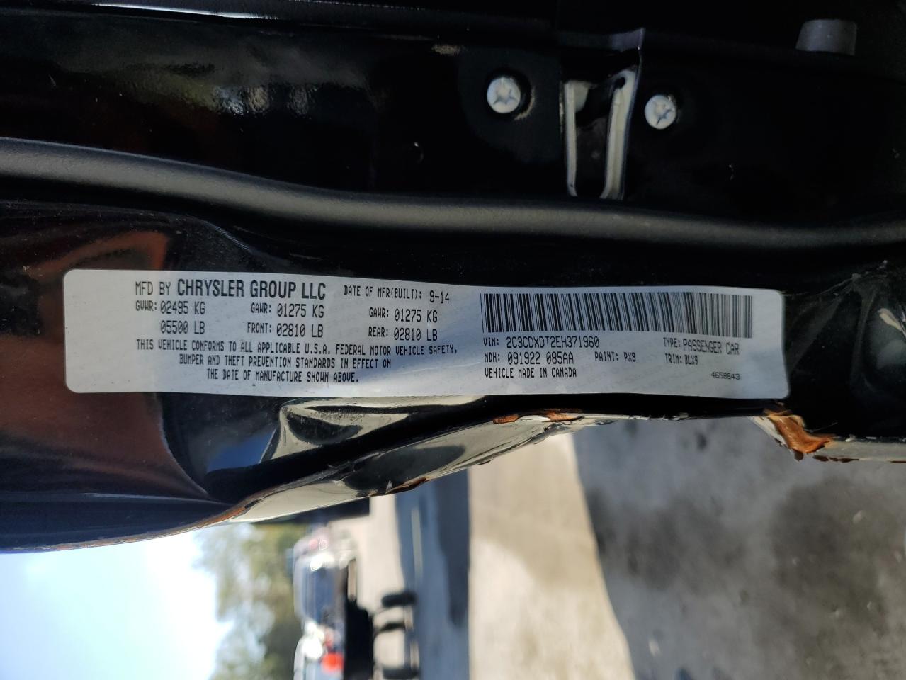 2014 Dodge Charger R/T VIN: 2C3CDXDT2EH371960 Lot: 84883135