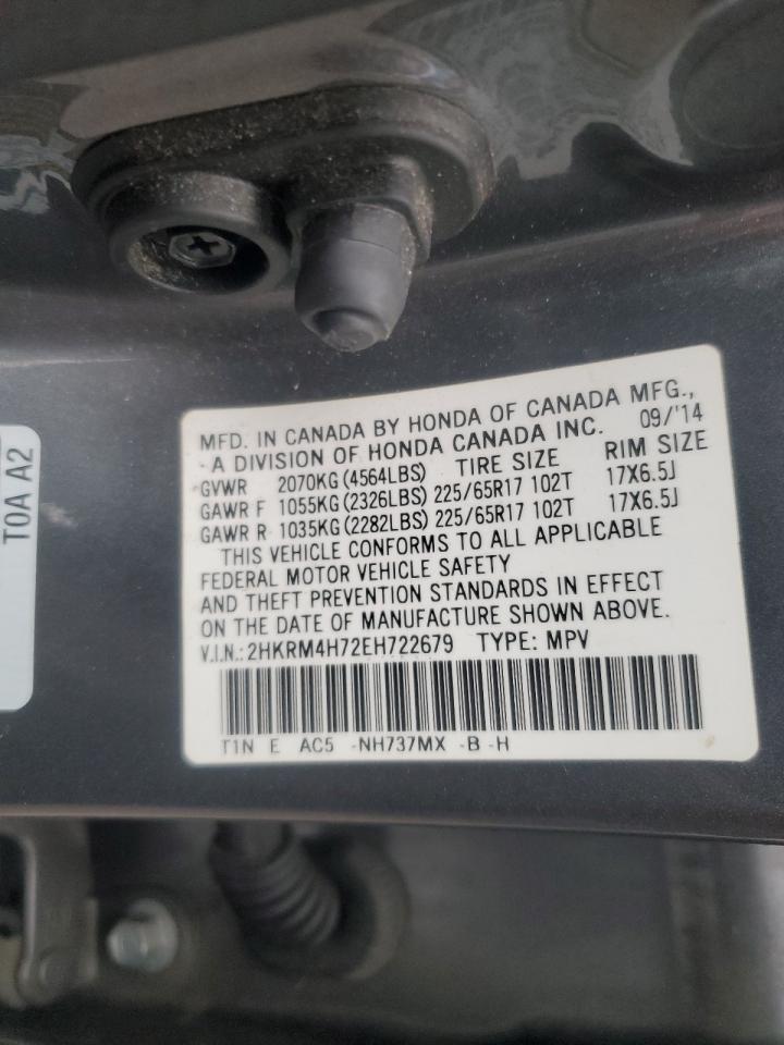 2014 Honda Cr-V Exl VIN: 2HKRM4H72EH722679 Lot: 90725215