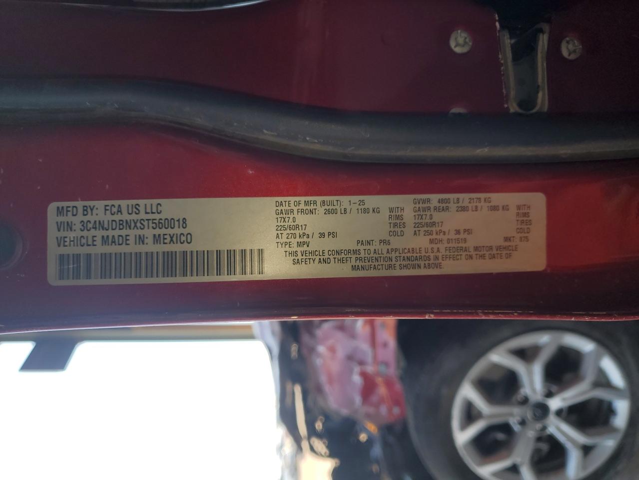 2025 Jeep Compass Latitude VIN: 3C4NJDBNXST560018 Lot: 89863965