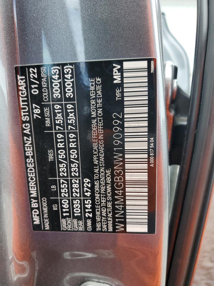 2022 Mercedes-Benz Glb 250 VIN: W1N4M4GB3NW190992 Lot: 85272375