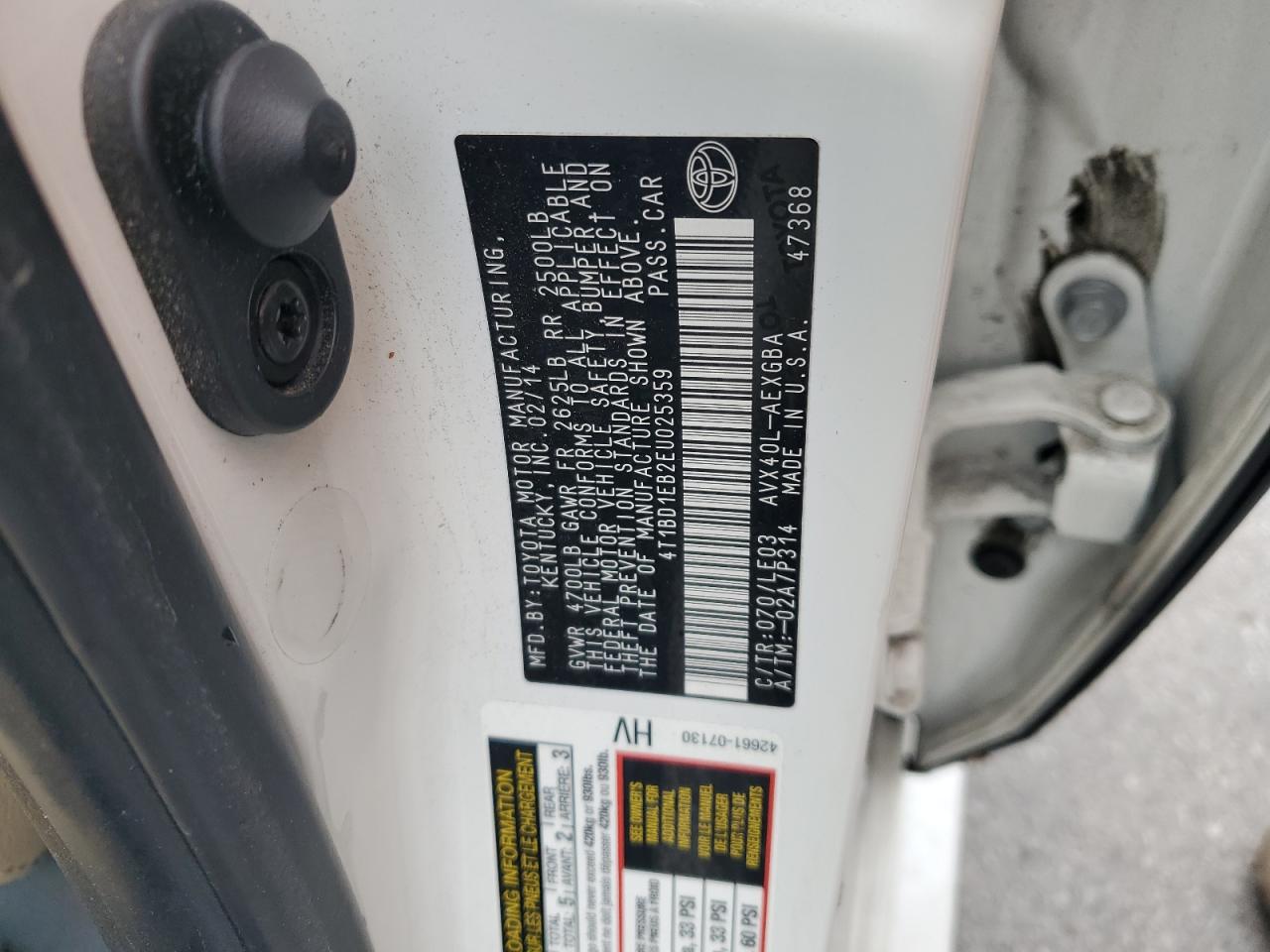 2014 Toyota Avalon Hybrid VIN: 4T1BD1EB2EU025359 Lot: 82230295