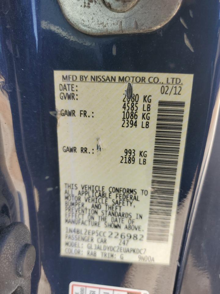 2012 Nissan Altima Sr VIN: 1N4BL2EP5CC226982 Lot: 80562545