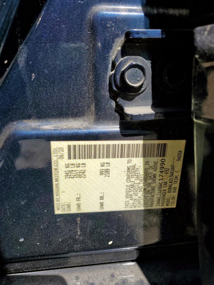 2010 Nissan Altima Base VIN: 1N4AL2AP8AC174990 Lot: 85362665