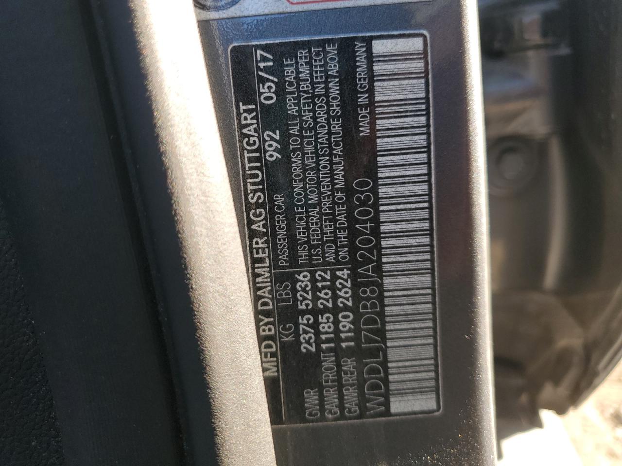 2018 Mercedes-Benz Cls 550 VIN: WDDLJ7DB8JA204030 Lot: 90617965