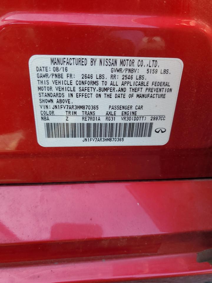 2017 Infiniti Q50 Red Sport 400 VIN: JN1FV7AR3HM870365 Lot: 82002285