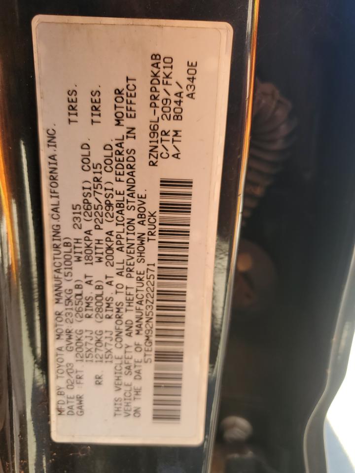 2003 Toyota Tacoma Double Cab Prerunner VIN: 5TEGM92N53Z222571 Lot: 90344135