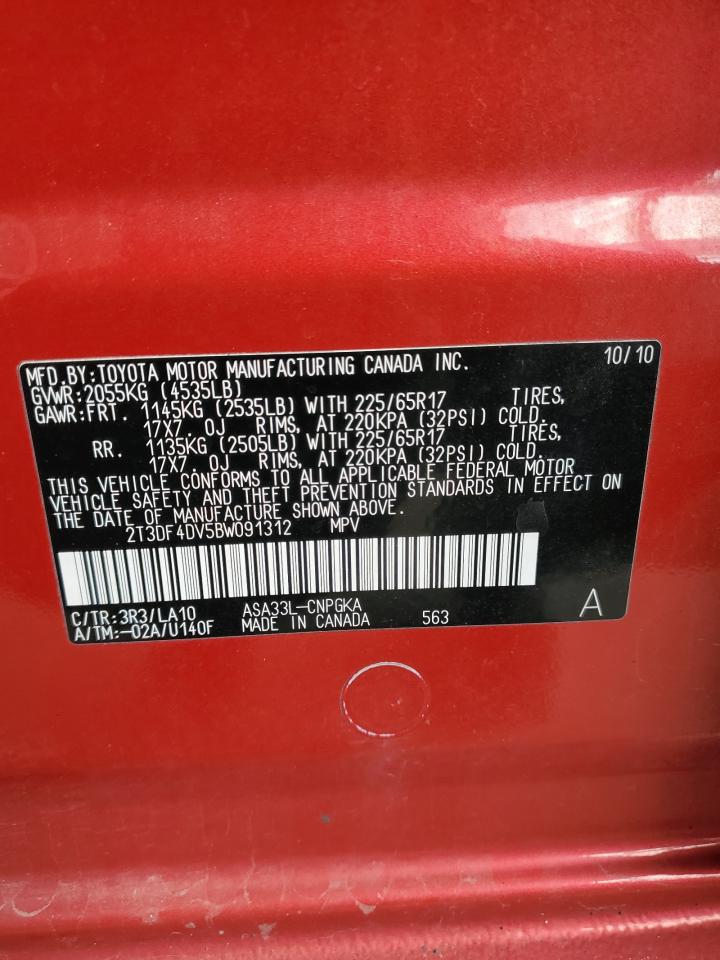 2011 Toyota Rav4 Limited VIN: 2T3DF4DV5BW091312 Lot: 82733875