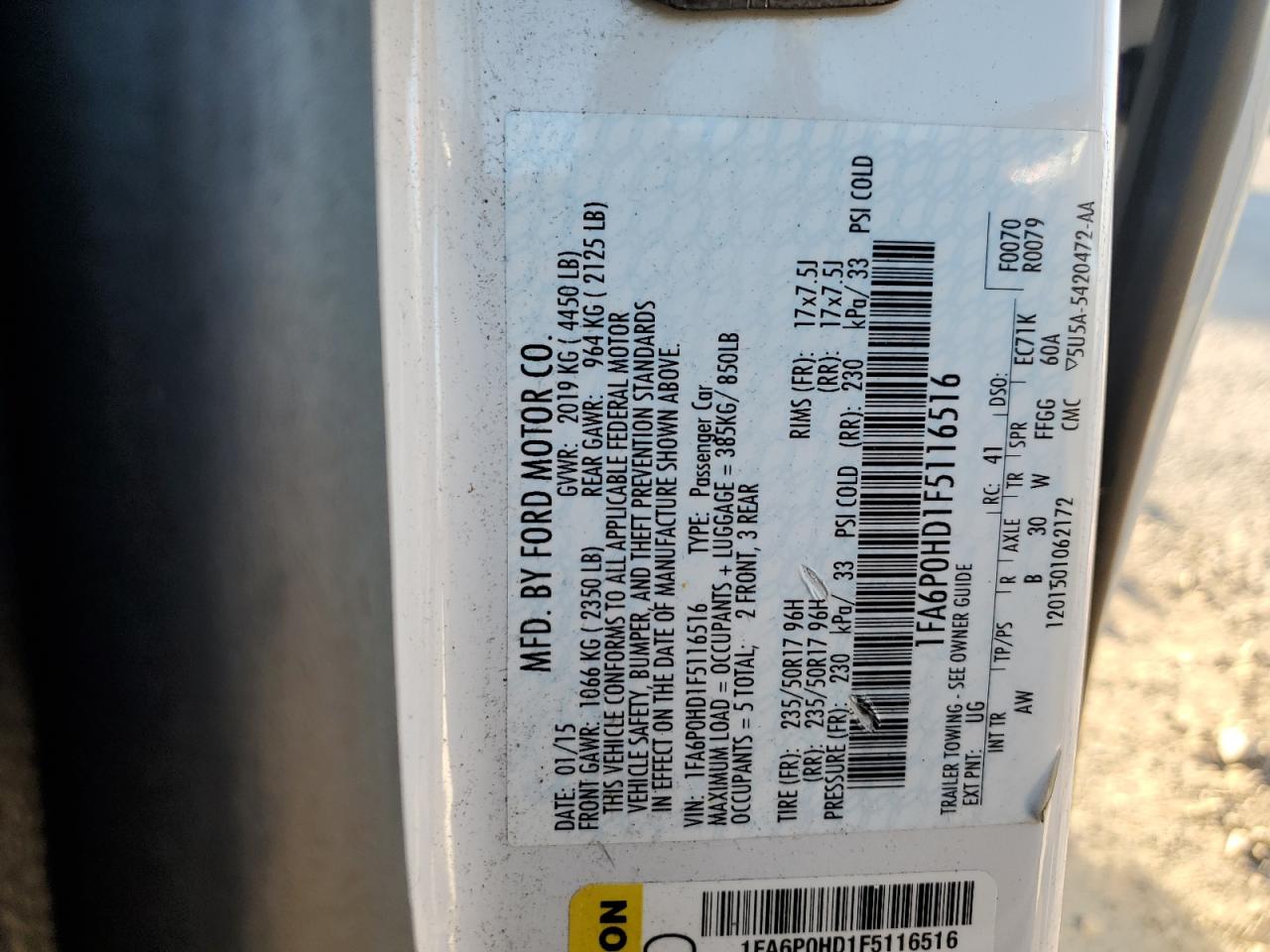 2015 Ford Fusion Se VIN: 1FA6P0HD1F5116516 Lot: 82325795