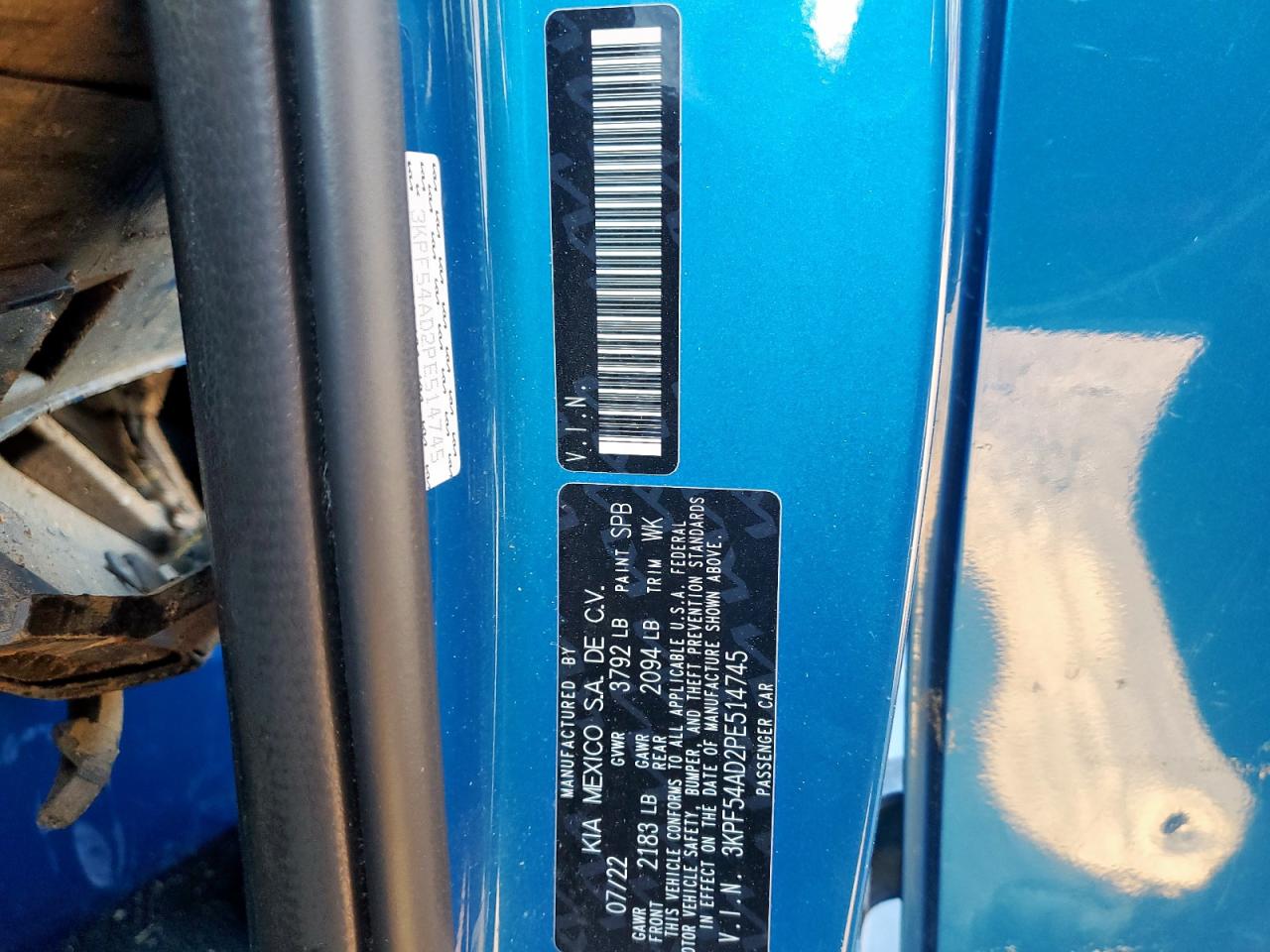 2023 Kia Forte Gt Line VIN: 3KPF54AD2PE514745 Lot: 82226275