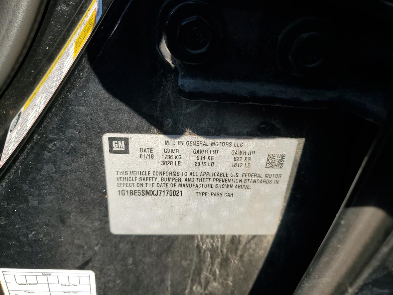 2018 Chevrolet Cruze Lt VIN: 1G1BE5SMXJ7170021 Lot: 84441075