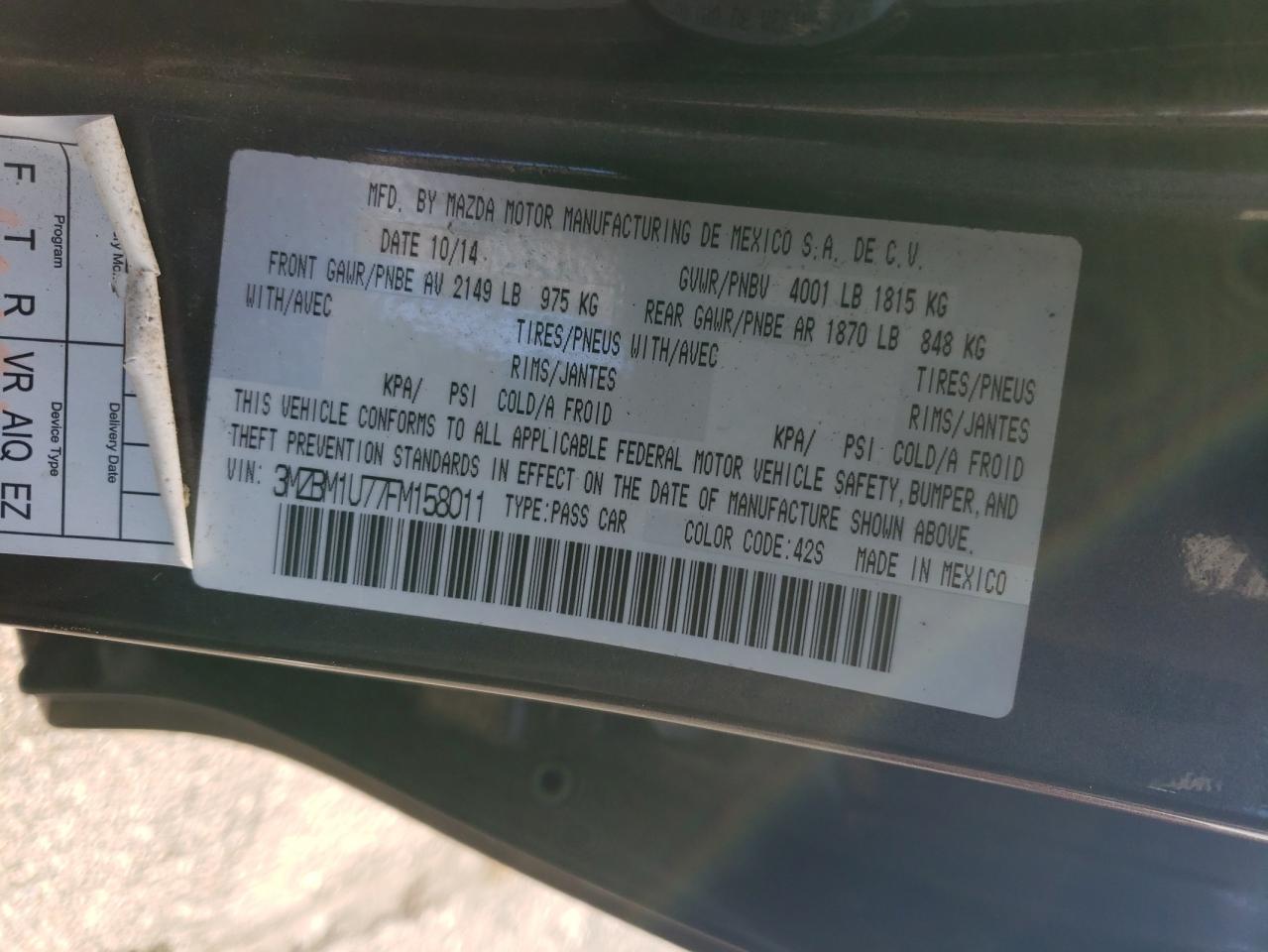 2015 Mazda 3 Sport VIN: 3MZBM1U77FM158011 Lot: 82443365