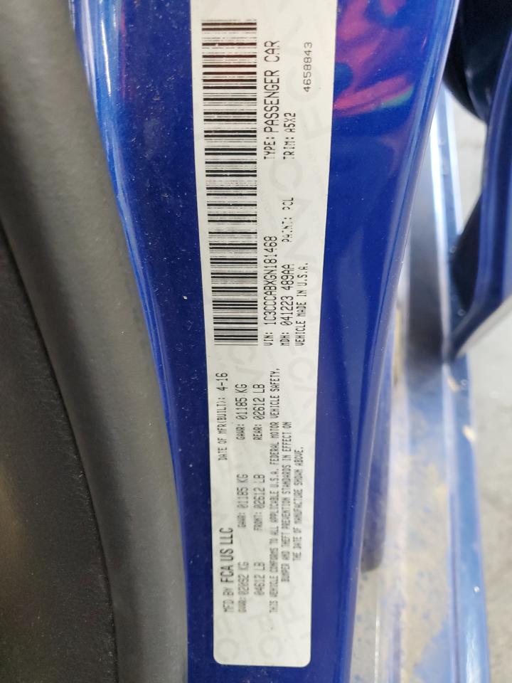 2016 Chrysler 200 Limited VIN: 1C3CCCABXGN181468 Lot: 82311545