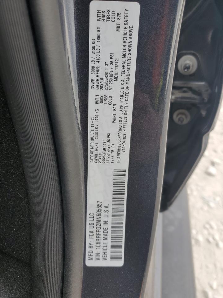 2021 Ram 1500 Big Horn/Lone Star VIN: 1C6RRFFG2MN605657 Lot: 89849765