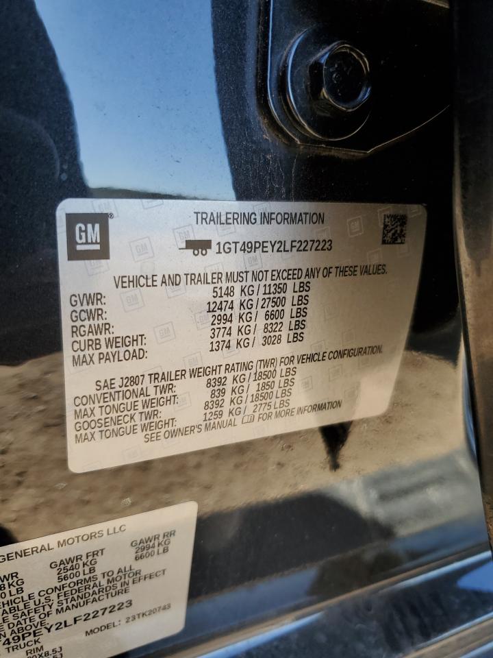 2020 GMC Sierra K2500 At4 VIN: 1GT49PEY2LF227223 Lot: 89835275