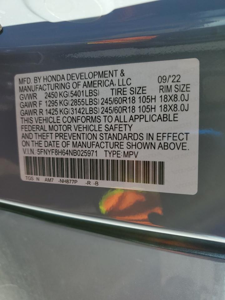 2022 Honda Passport Trail Sport VIN: 5FNYF8H64NB025971 Lot: 82236885