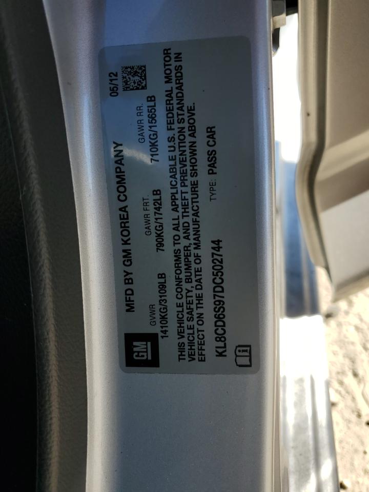 2013 Chevrolet Spark 1Lt VIN: KL8CD6S97DC502744 Lot: 89839485