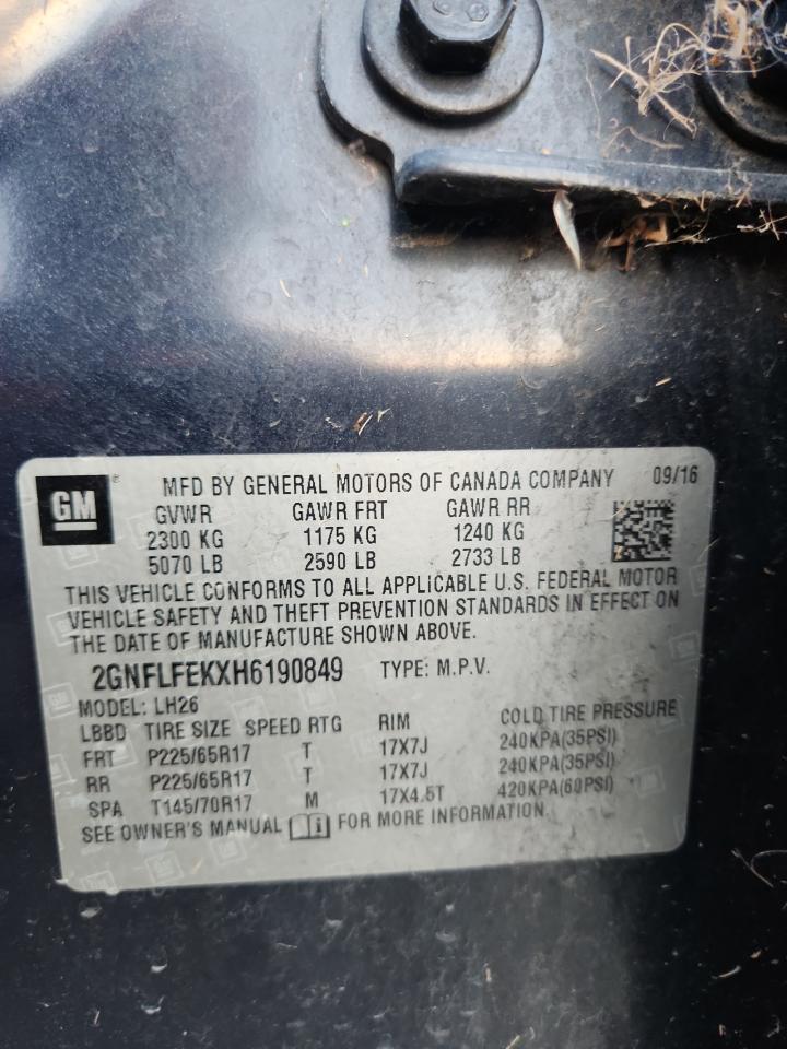 2017 Chevrolet Equinox Lt VIN: 2GNFLFEKXH6190849 Lot: 85554535