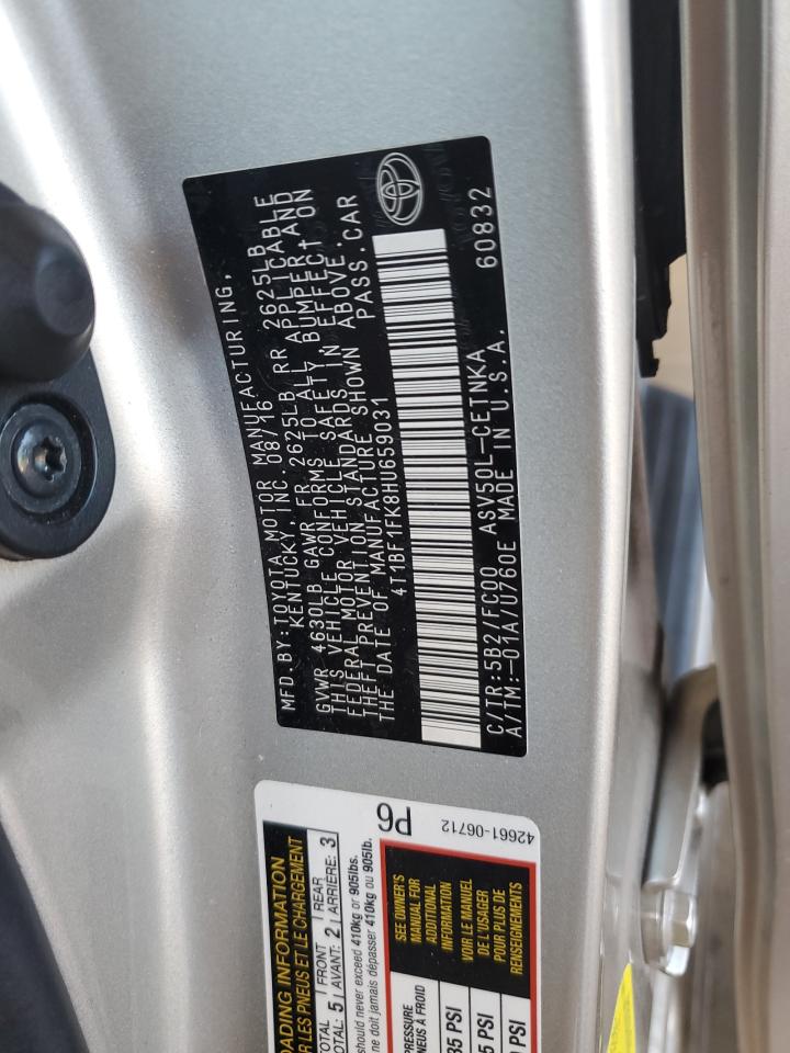 2017 Toyota Camry Le VIN: 4T1BF1FK8HU659031 Lot: 81952565