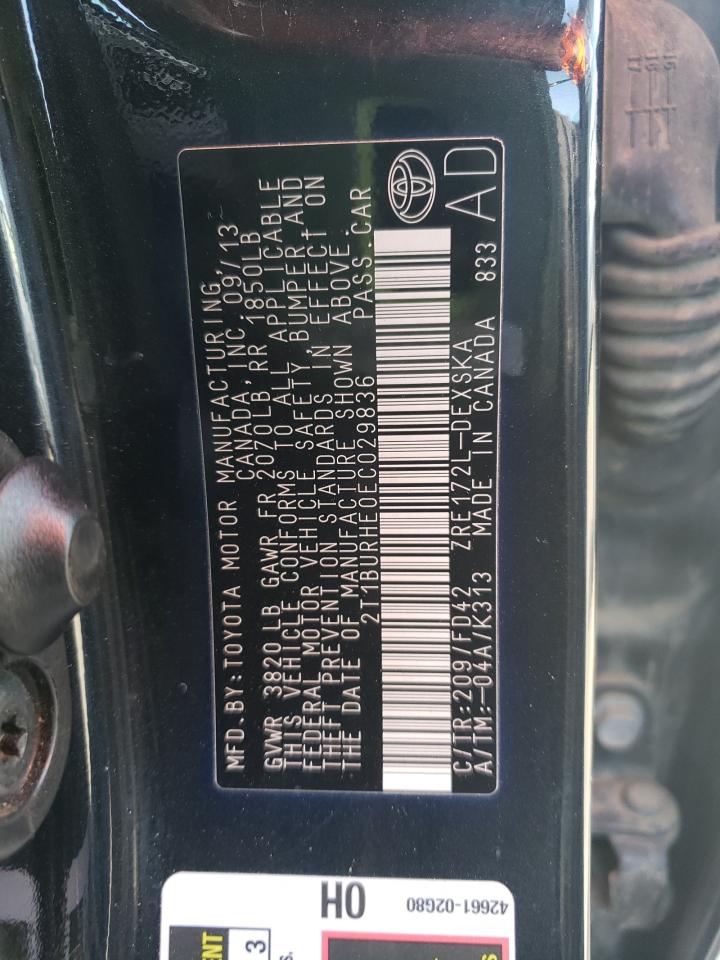 2014 Toyota Corolla L VIN: 2T1BURHE0EC029836 Lot: 84781515