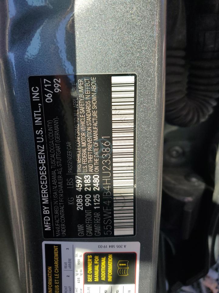 2017 Mercedes-Benz C 300 VIN: 55SWF4JB4HU233861 Lot: 86700825